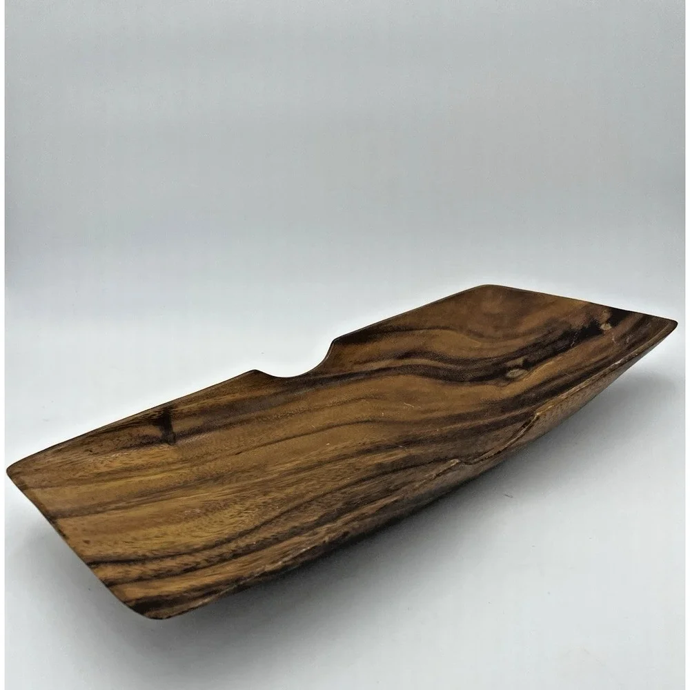 Mid Century Vintage Rectangle Wooden  Bowl Tray 15